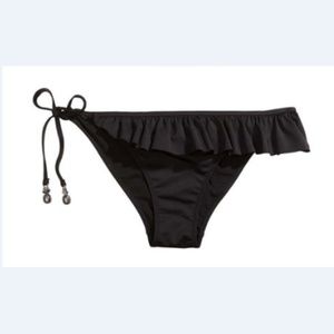 Black Cheeky Ruffle Trim Bikini Bottom